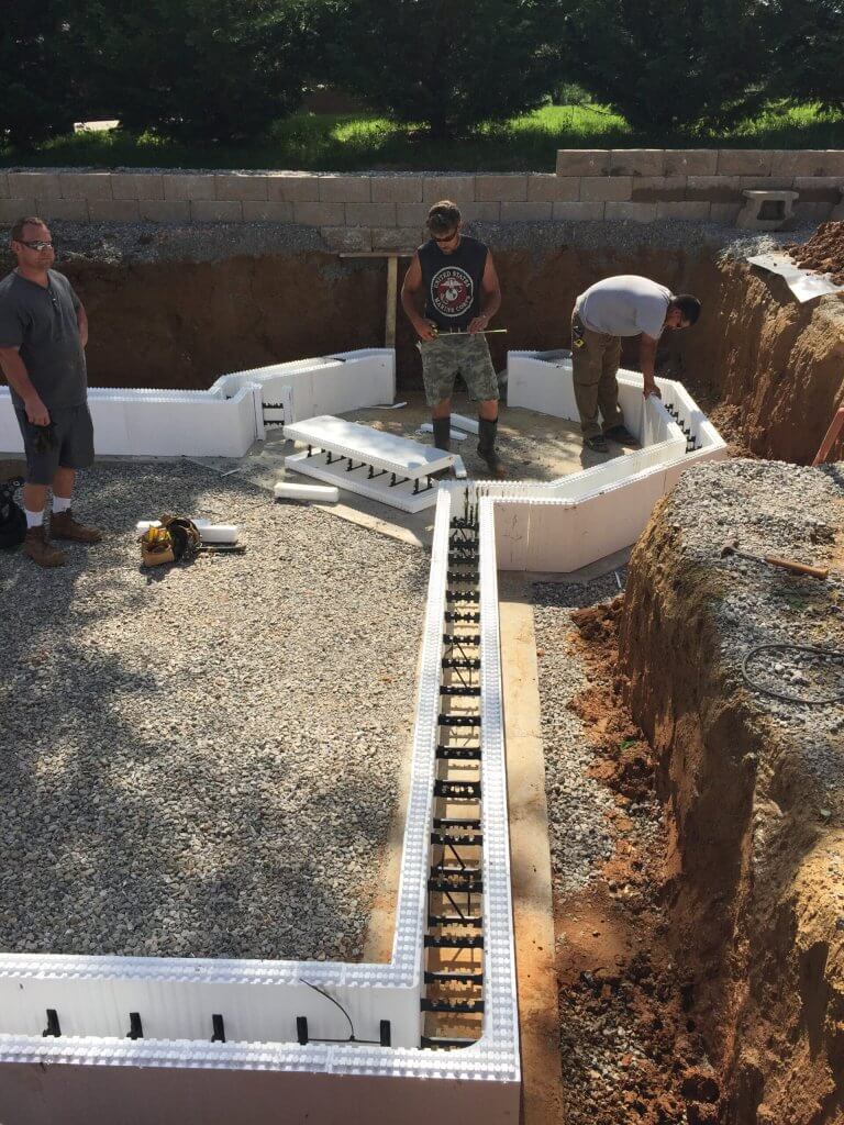 First Course of Logix ICF Being Installed For Pool Walls